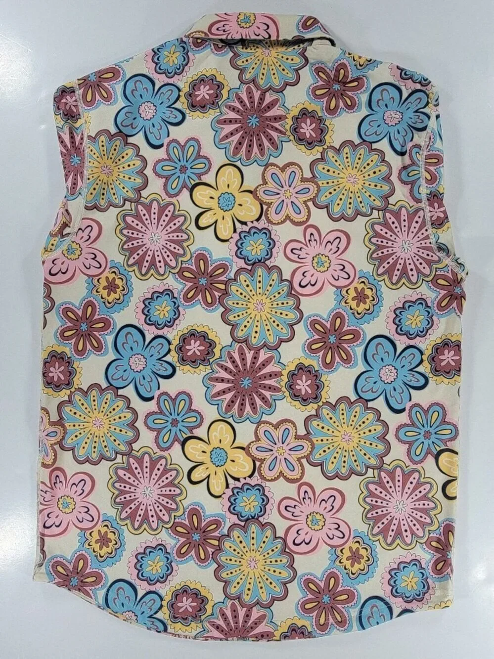 BYLT Polo Shirt Mens Medium Floral Short Sleeve Golf Colorful Retro Hippie Drop